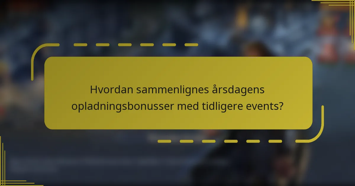 Hvordan sammenlignes årsdagens opladningsbonusser med tidligere events?